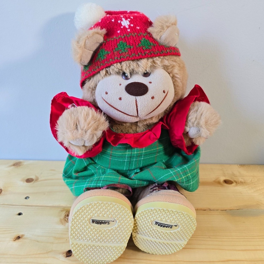 Vintage Trappers‎ Bear Plush Christmas Teddy Doll Boots Hat Holiday